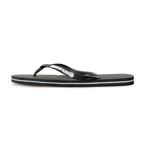 Philipp Plein Black/Black Rubber Logo Print Flip Flops Shoes main image 4